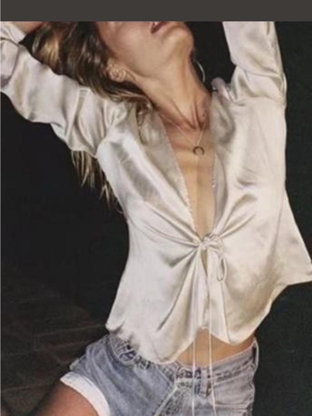 ISO Brandy Melville Satin Tie-Front Top